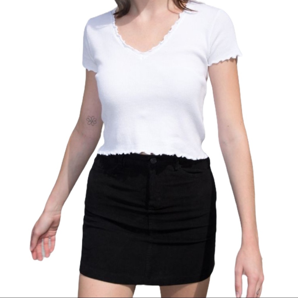 Brandy Melville White Jordan Ruffle Top